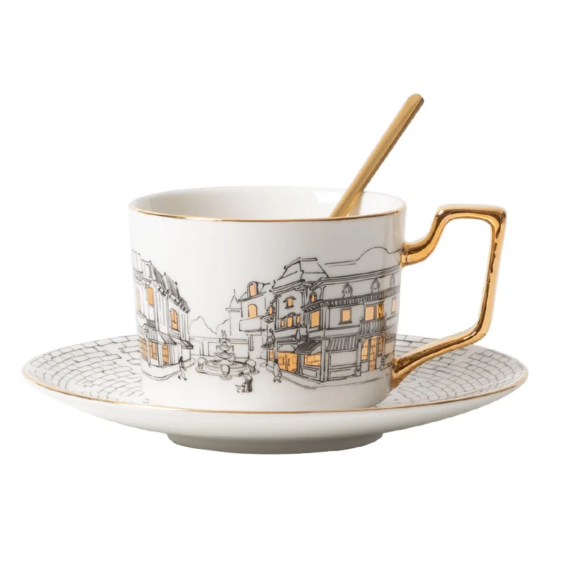 Custom City Ceramic Coffee Cup Wholesale France Paris Tourist Souvenir Mugs Country Style Design for Travel Drinking