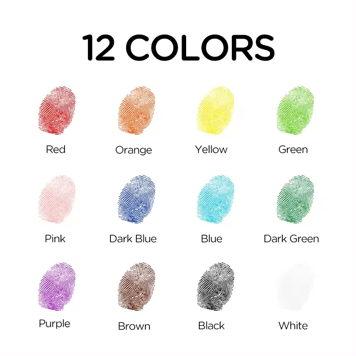 New Design Non-toxic Washable 12 Colors 60 ml Finger Paint Set With Sponge Brush for Bath Paint