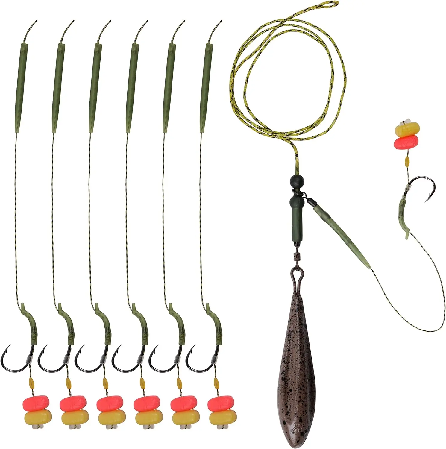 Carp Hair Rig Kit with Corn Bait Carp Sinker Curved Carp Hooks Rolling Swivels Sleeves