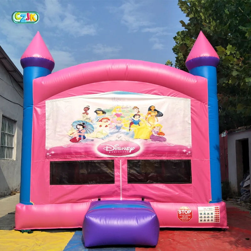 fairy girls cartoon pastel pink and purple bounce pig inflatable jumping bouncer blow up 3d princess play house bouncy castle