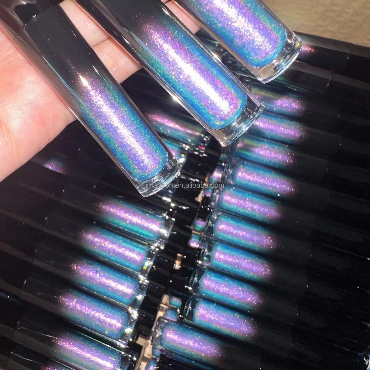 Private Label Cosmetics Color Changing Chameleon Lip Makeup Pink Green Duochrome Lipgloss