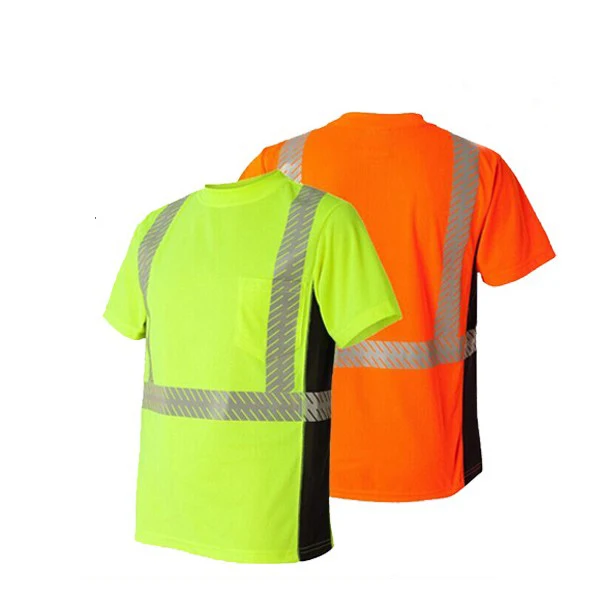 Kingson Reflective Safety T Shirt Airport Traffic Roadway Security Safety Shirts With Short Sleeves Guard Work Wear For Man