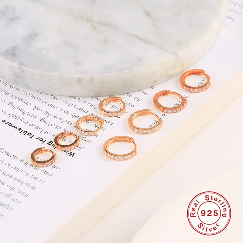 Aimgal Jewelry Wholesale S925 Silver 18k Gold Plated 4A Zirconia Round Earring Buckle Earring Set