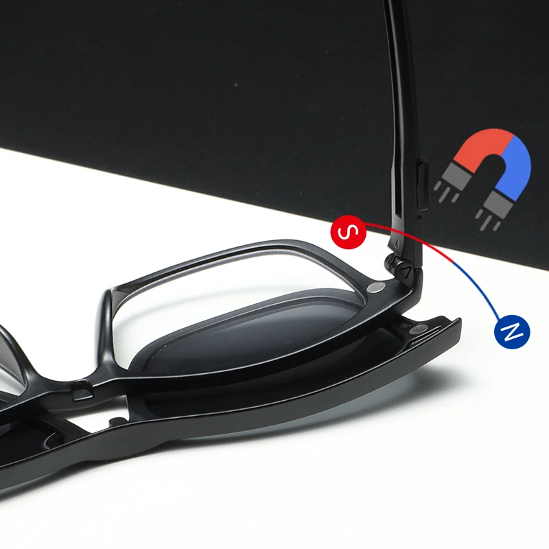 High quality men women spectacle optical frame polarized sunglasses 5 in 1 magnetic clip on sunglasses