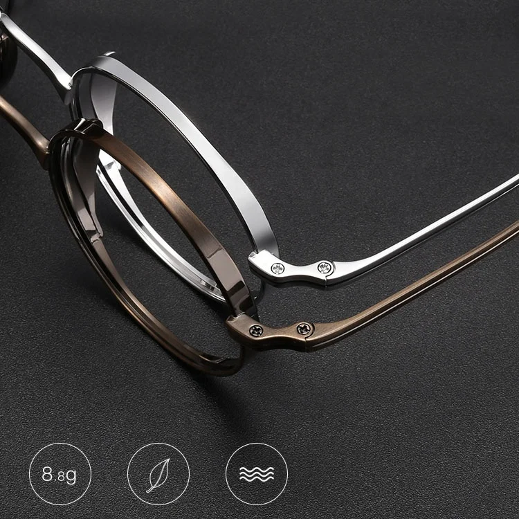 Shenzhen Retro High Quality Titanium Round Eyeglasses Eyewear Memory Titanium Chunky Round Optical Frame Spectacle Eye Glasses