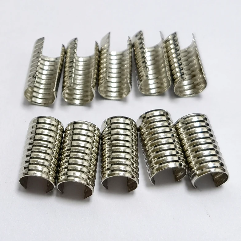 Leather Rope Clip 9x14mm Silver Round Fastener Crimping Cord String Leather Rope Clip Foldable For Diy Necklace Jewelry Making