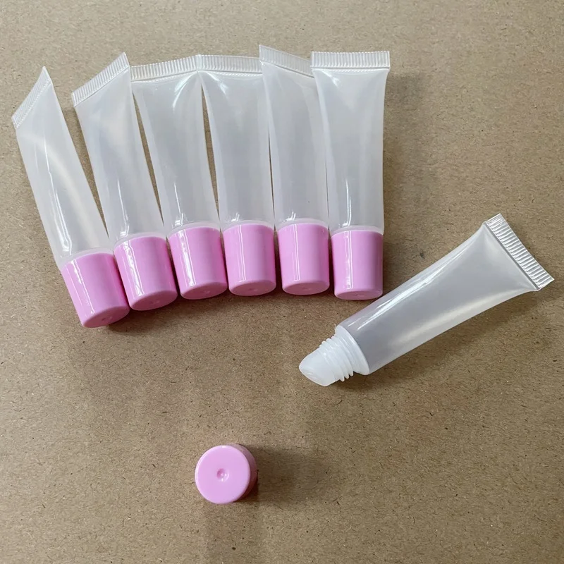 LZ Pack Stock 100pcs Empty Lip Balm Tube 5ml Clear Pink Green Custom Logo Small Lipgloss Squeeze Tubes