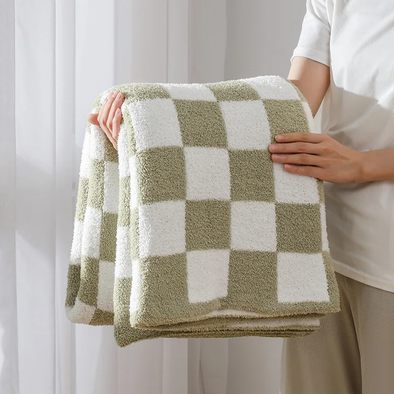 Nordic western fluffy Knitted Checkerboard  Other Blankets Soft Cozy Fuzzy Bed Best Gift Twin  Checkered Throw Blanket