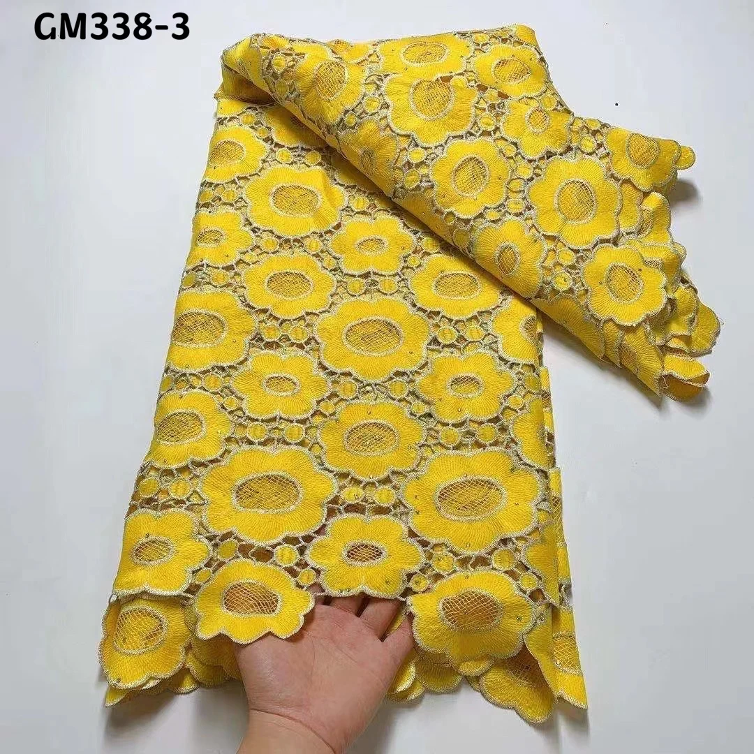 Индийское желтое кружевное платье высокая мода 5 ярдов кружевные ткани с гипюром африканский швейцарский хлопковый материал