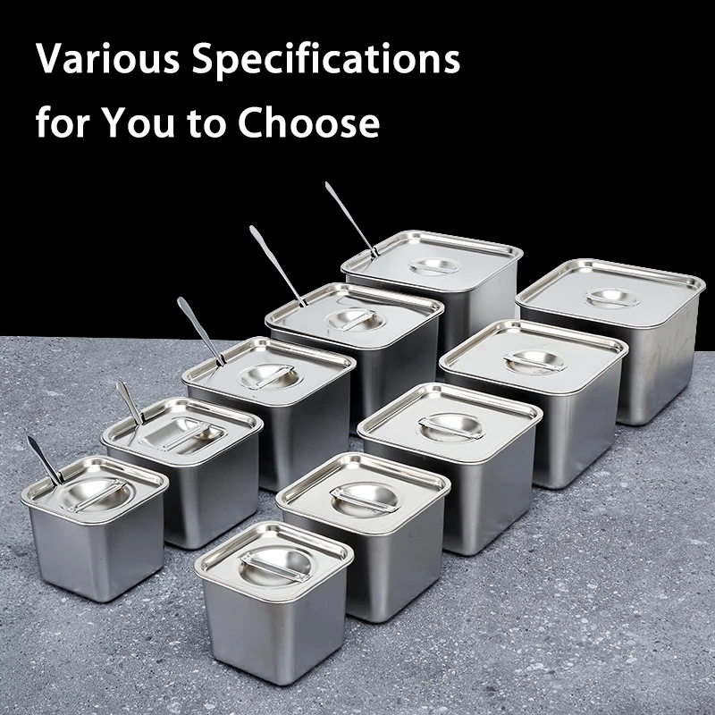 Stock Available Stainless Steel Food Spice Storage Jar Commercial Square Seasoning Box With Lid