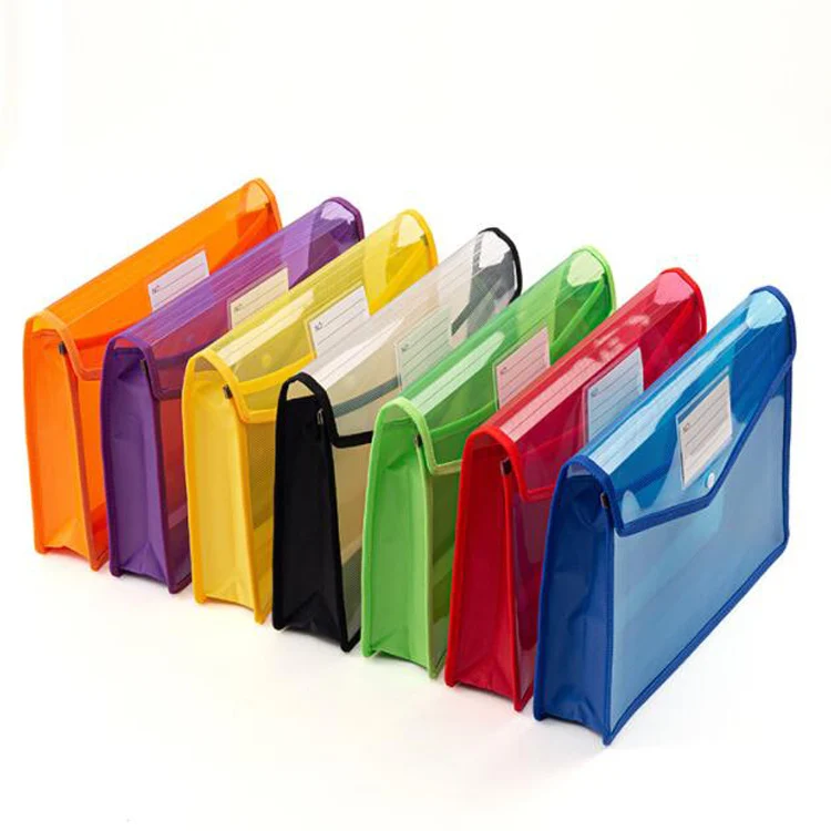 High Quality Custom Pp Official Stationery Document Wallet A4 Size Multi Colors Flap Plastic Pvc Carry On Bag File Folder