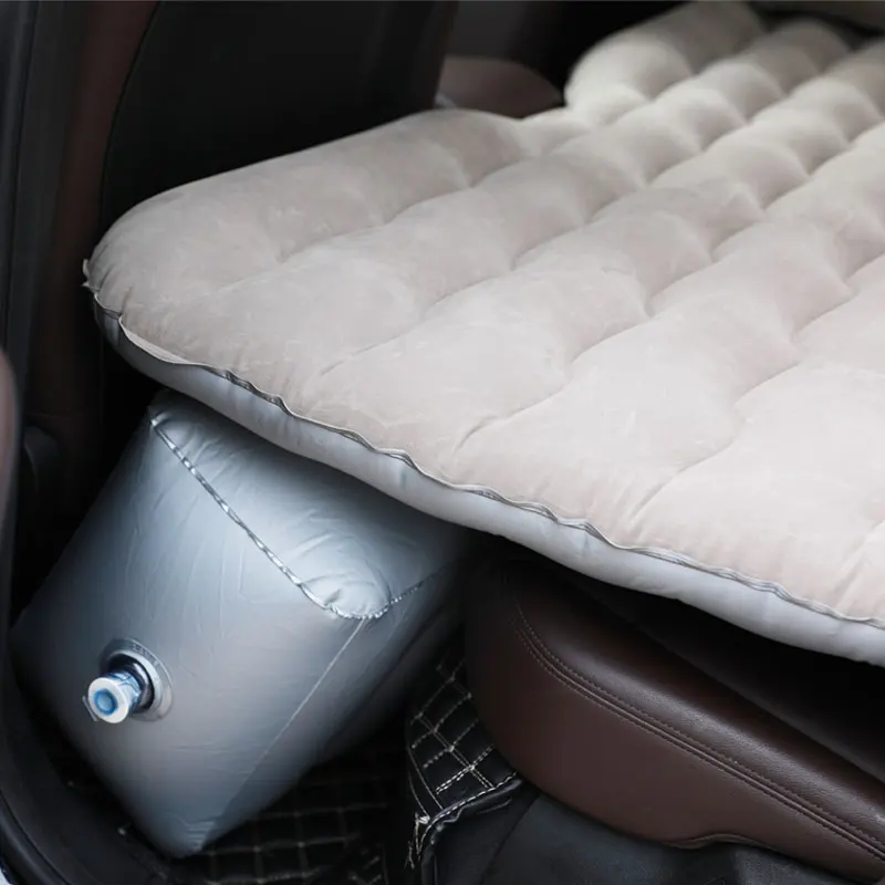 Customized Flocking Inflatable Car Mattress With Two Air Pillows Travel Camping Bed Portable Back Seat Car Air Mattress