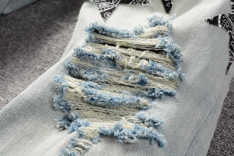 Rts For 825 Dropshipping high street tapered wholesale mens ripped jeans