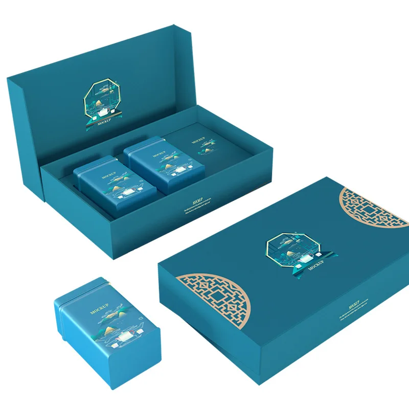 Wholesale Tea Gift set Packaging Coffee Cup Scented Candle Honey Magnetic Flip Open Gift Box with Logo