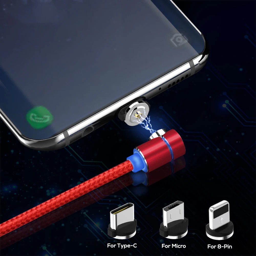 
Custom Logo AM30 1M 3 in 1 High Quality 90 Degree Magnetic Cable (L type) For Phone 