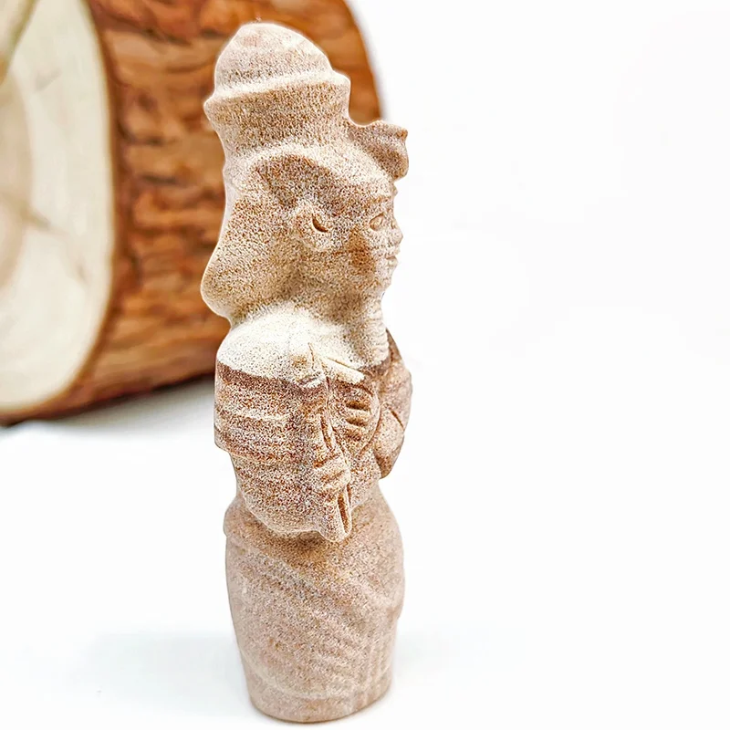 Egyptian Pharaoh Akhenaten crystal Hand carved Wood sand sculptures Crystal Healing Statue