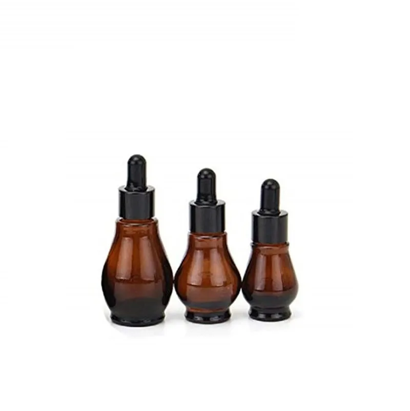 factory 10ml 20ml 30ml 50ml 100ml amber calabash gourd shaped essential oil glass bottle dropper bottle