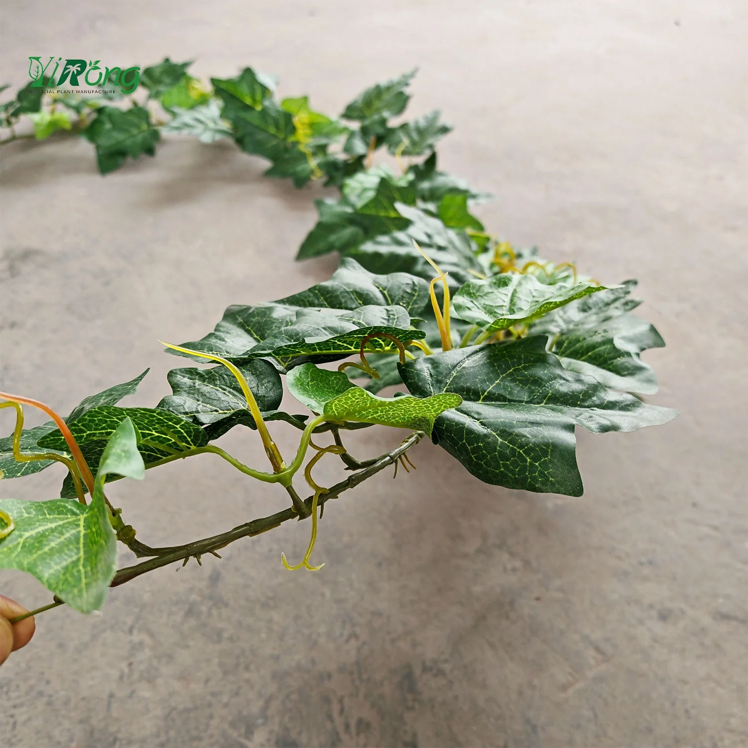 Uv protection Artificial Mallow Plant Plastic Silk Green Wall Hanging Rattan Leaves For Outdoor Garden Home Ceiling Decoration
