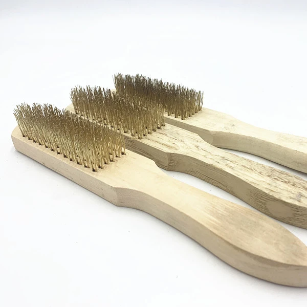 Top Quality Wooden Household Brush Natural Wood Handle Wire Scratch Brush with Brass