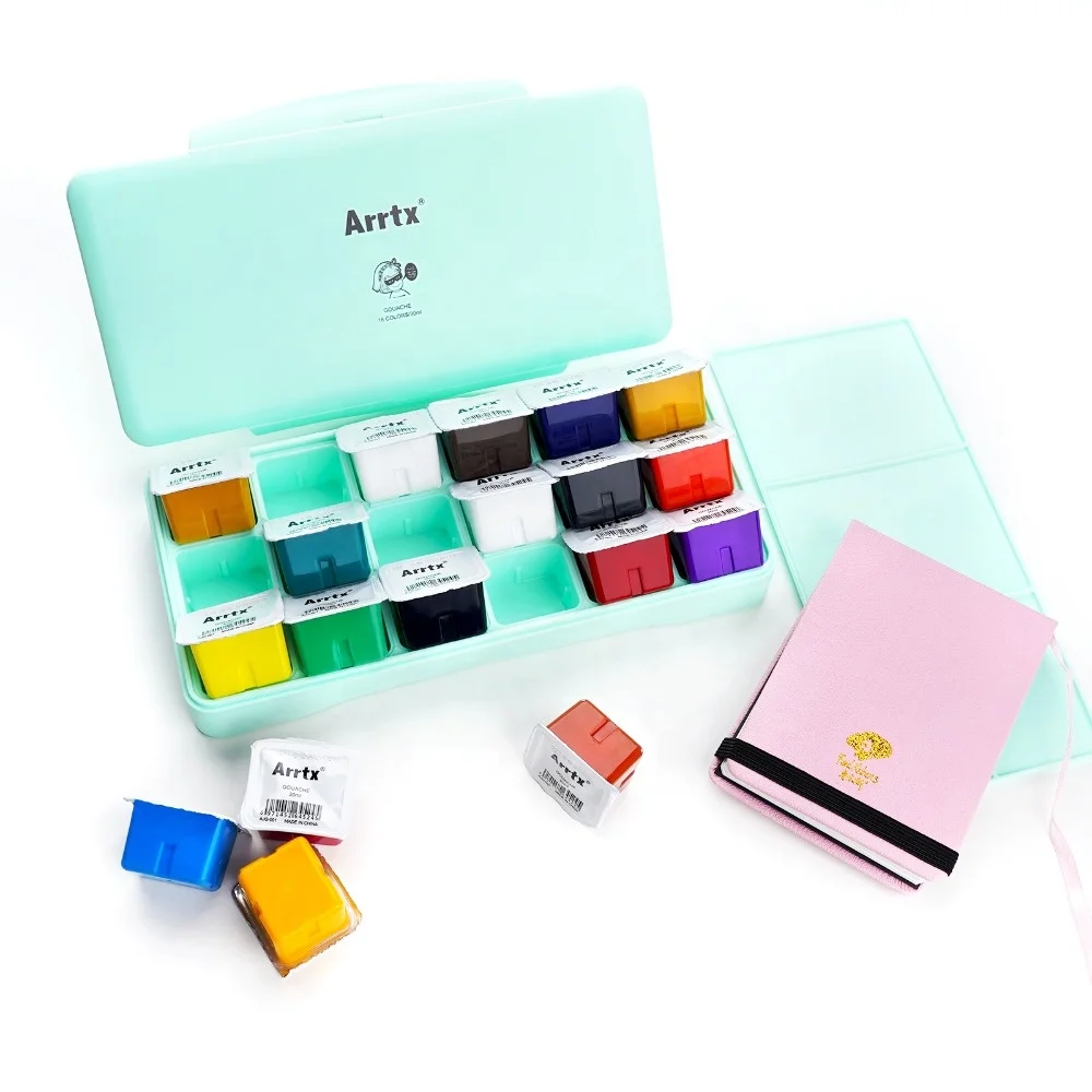 Arrtx Professional Gouache Watercolor Paints Set 18colors 30ml Unique Jelly Cup Design Gouache Paint