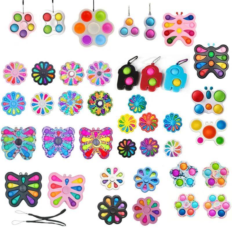 
Wholesale Amazon Hot Sale colorful Pops It Fidget spinner push pop Toy, plastic and silicone popit fidget spinner 