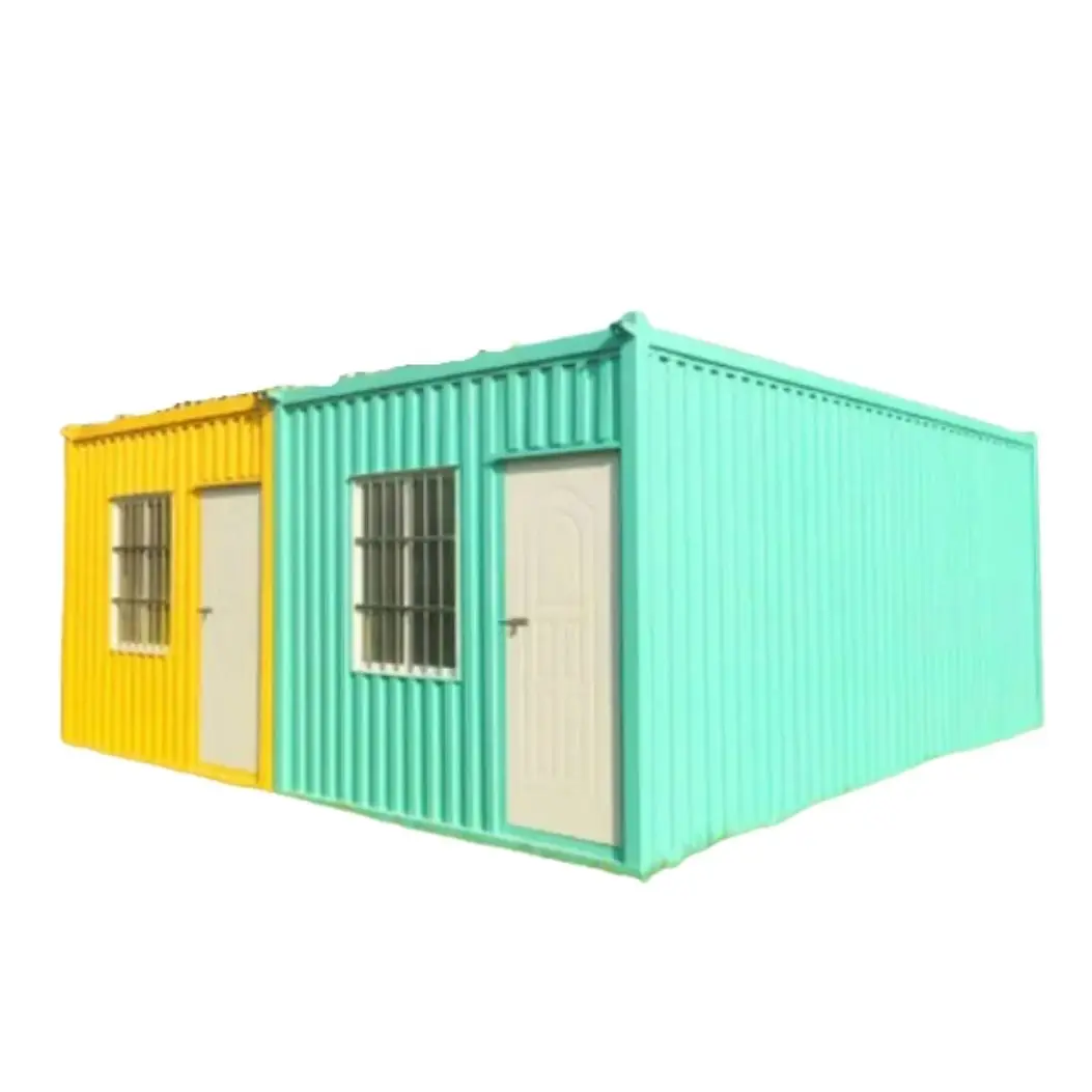 green red custom modular home on a two-acre lot portable house container