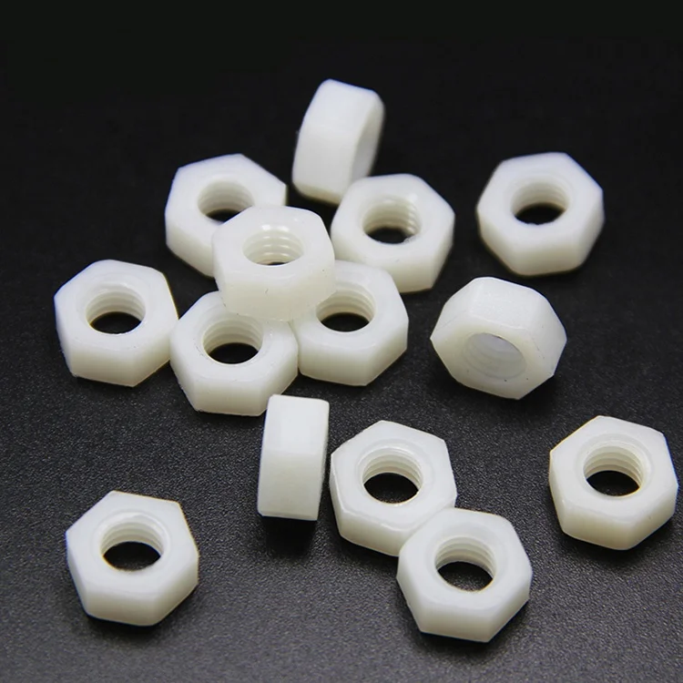 Black and white nylon insulated hexagon nuts M5 / M6 high strength environmental protection plastic bolt