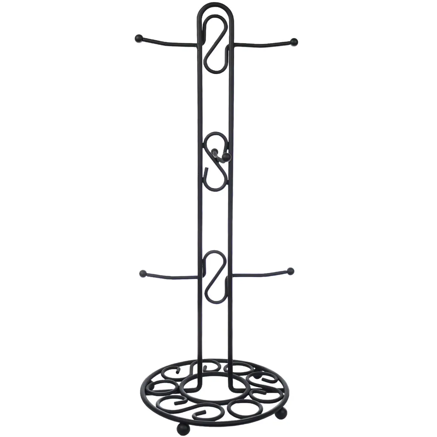 Stainless Steel Coffee Cup Holder Tea Cup Storage Rack Metal Vintage Mug Rack with 6 Hooks