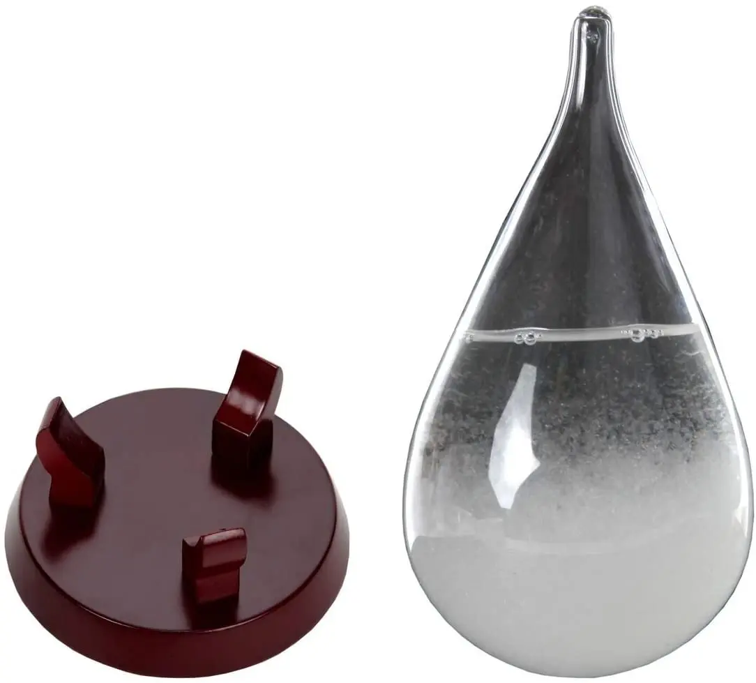 Storm Glass Weather Predictor.Barometer Bottle with Wood Base for Home & Office Decoration - Weather Station