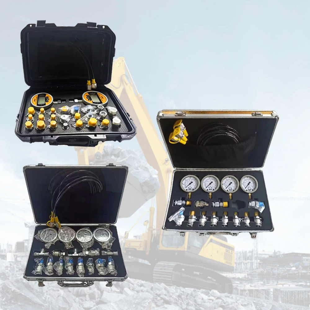 4 Gauge Hydraulic Pressure Measurement kit Diagnostic Tool Excavator Hydraulic Pressure Gauge Set