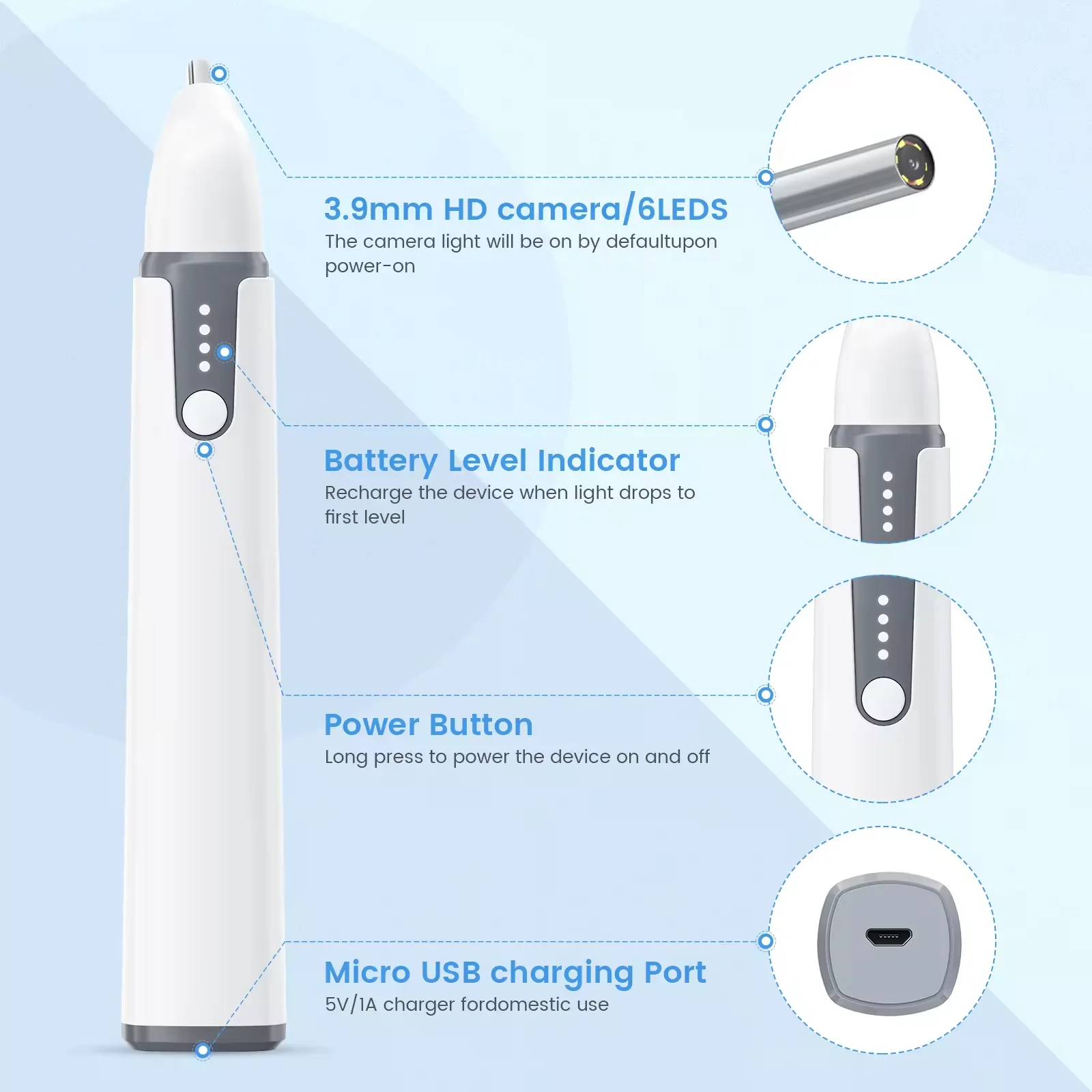 WiFi Ear Scope with 6 LED Lights for Kids and Adults Support Android and iPhone