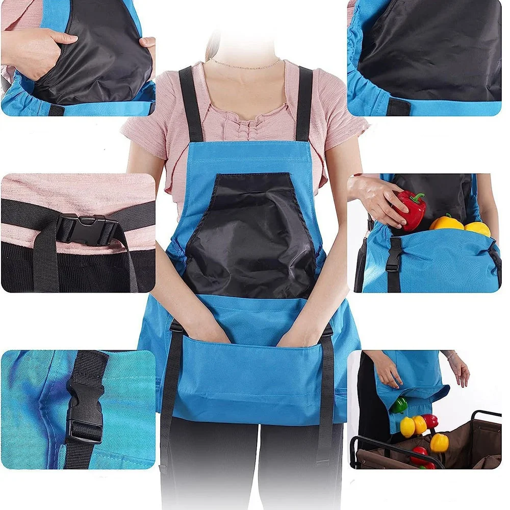 Water-resistant Adjustable Cross Back Canvas Garden Apron with Quick Release Pockets functional gardening Apron with pocket