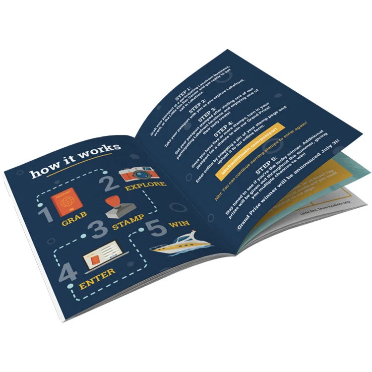 Color Design Offset Saddle Stitch Bind Booklet Book Brochure Custom Catalogue Catalog Print Service Paper Book Printing