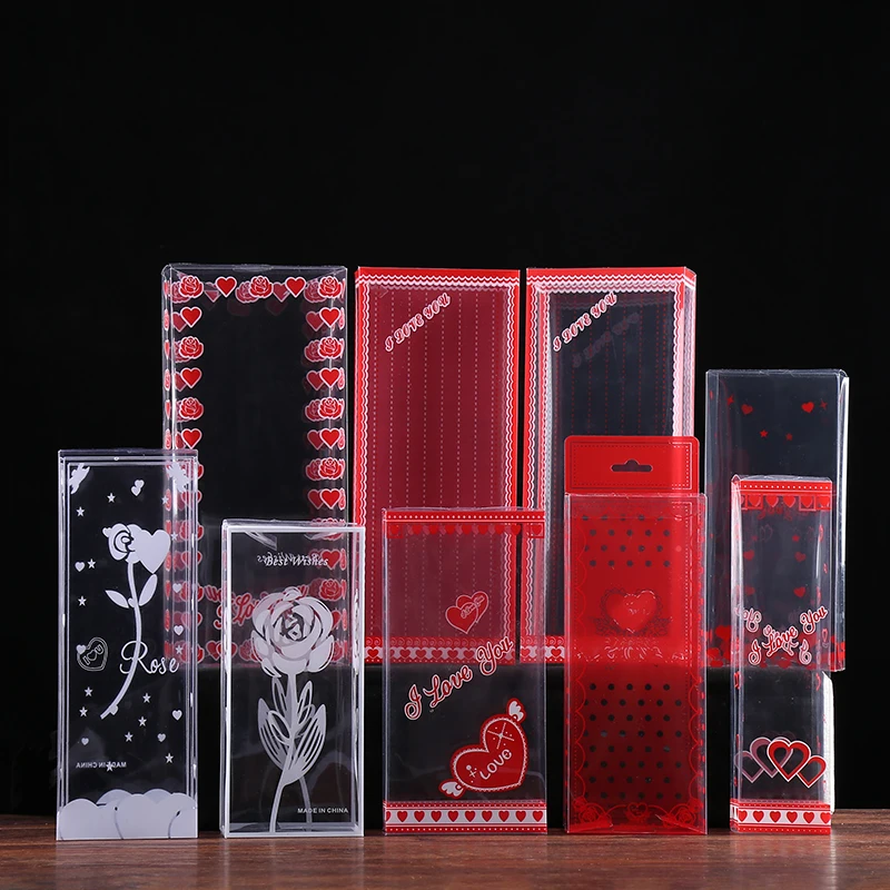Популярная пластиковая упаковочная коробка из ПВХ с милым принтом в виде сердца и медведя Валентина, Прямая поставка с завода