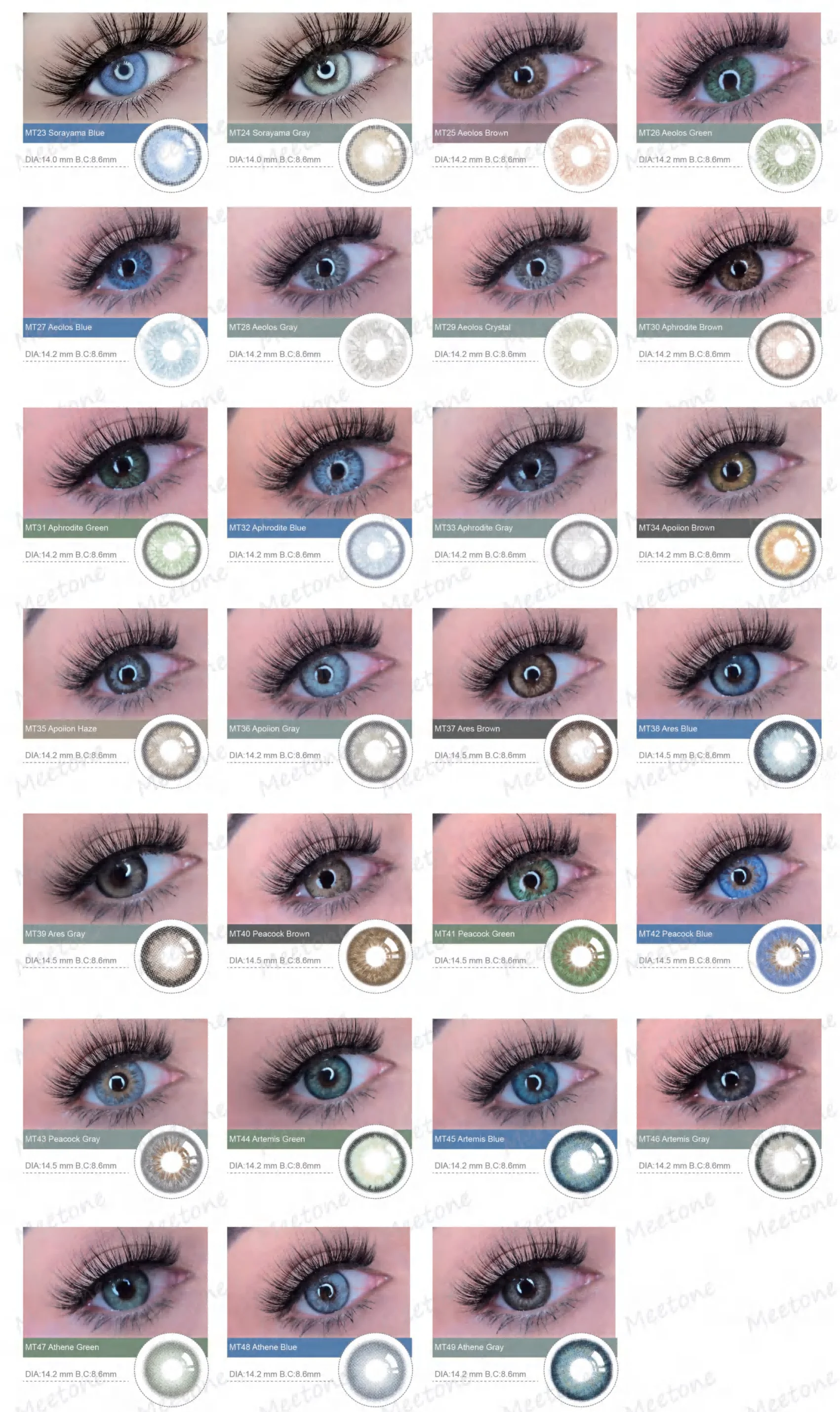 Can Customized logo  Private label Meetone Apoiion Gray magic fancy top  cosmetic eye look color contact lenses