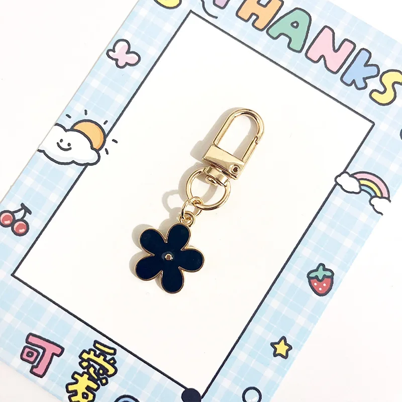 Double sided flower headphone pendant summer small clear cute bag car keychain decorative gift