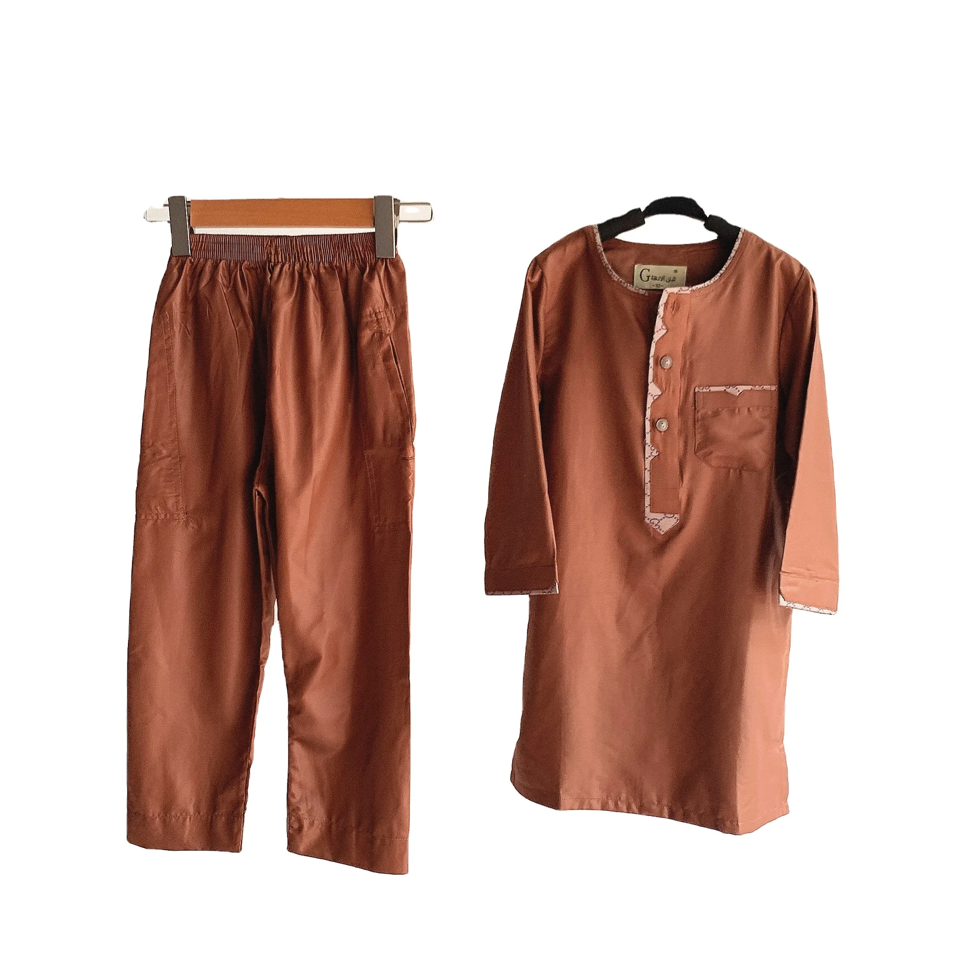 Muslim Children Clothes Malaysia Indonesia Middle East Kids al daffah Thobe Two Pieces Outfits For 85-160 cm Kids