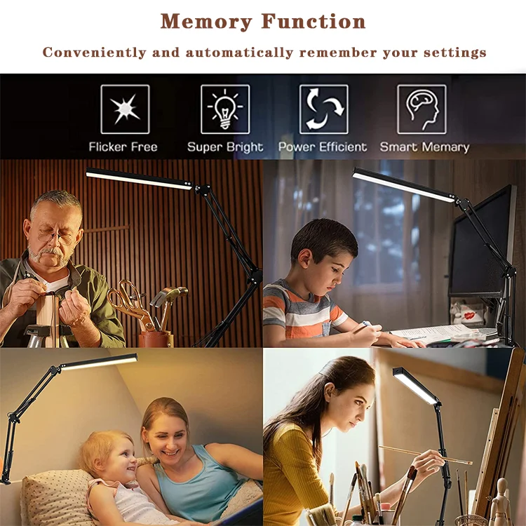 Flexible Neck  Led Desk Lamp With Clamp Metal Desk Lamp