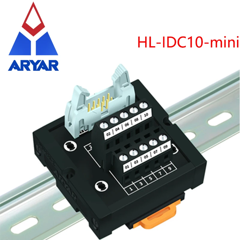 IDC10 Mini male terminal block breakout board IDC10 Mini connector PLC relay adapter DIN Rail Mounting IDC10 Mini Breakout board