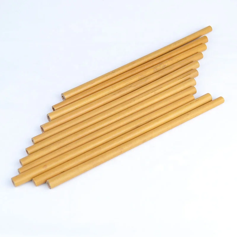 Non-printed kraft paper box with environmentally degradable 12+1 bamboo straw cleaning set