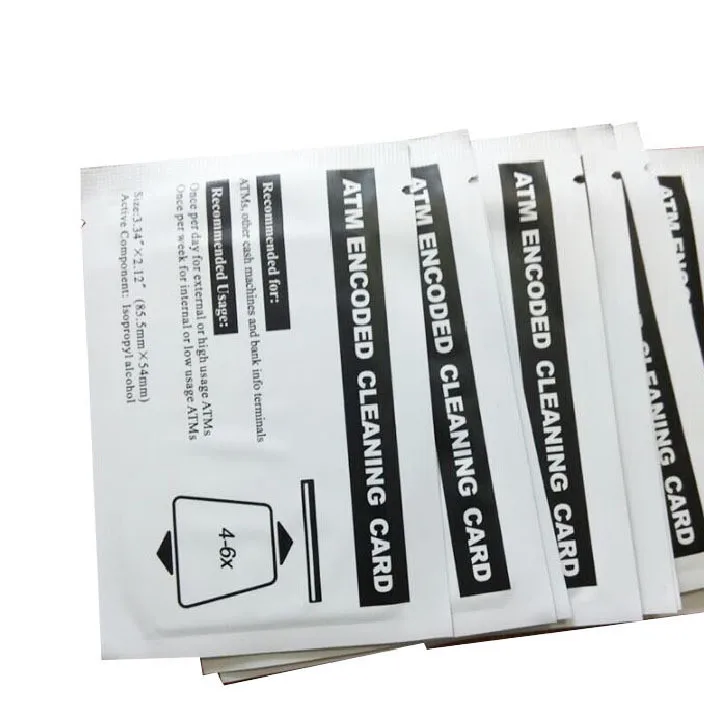 ATM Slot Cleaner Alcohol Free Pre-saturated Solution Flocked PVC Magnetic Cleaning Card with Encoder