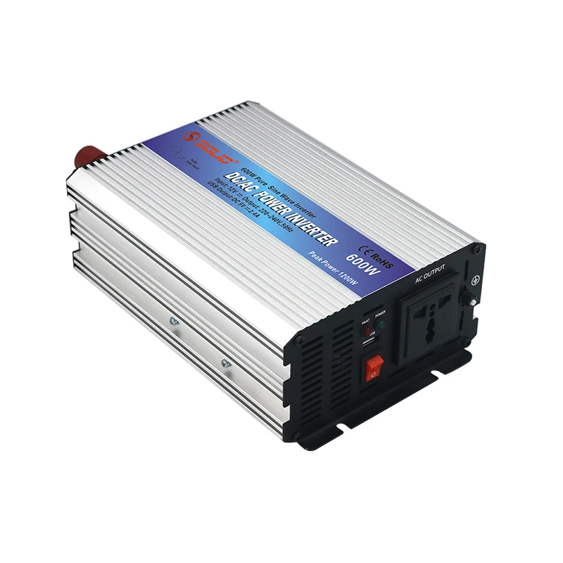 Solid Electric Pure Sine Wave Inverter Inversor 600w DC 12V 24V To AC 110V 220V Intelligent Power Inverter 500W
