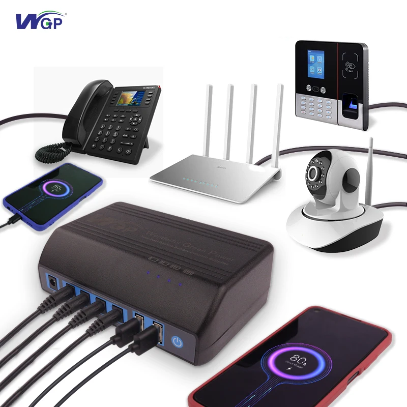 WGP mini ups Portable lithium battery external power bank USB 5V 12V DC mini ups for wifi LED bulb