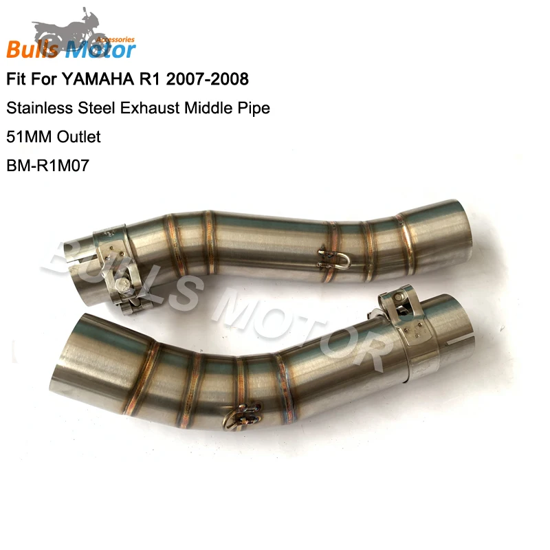 For YAMAHA R1 Exhaust Middle Link Pipe Dual Row Motorcycle Exhaust System Catalyst Remove Decat Pipe 2007 2008