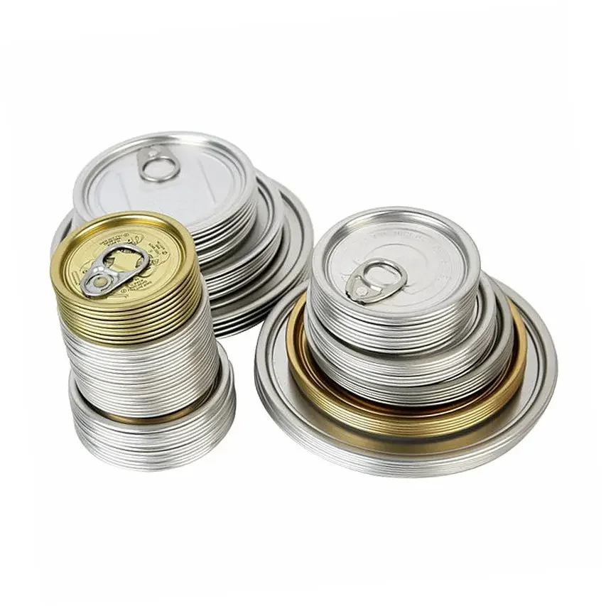 307# Tinplate Coating Easy Open End For Fish Meat Can Lid Round Lid With Pull Ring Tin Easy Open End Can Lid