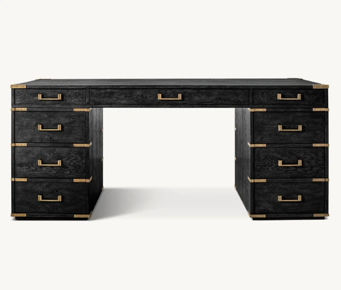 Luxury Vintage Design Solid Natural Oak Wooden Home Office Desk