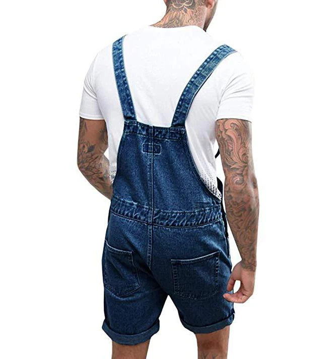 WSU-002 Vintage blue denim dungarees for men denim jumpsuit short jeans overalls for workwear