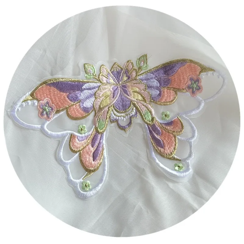 1PC Large Organza Butterfly Embroidery Patch Applique Embroidered Sewing On Clothes Dress Decor Accessory DIY
