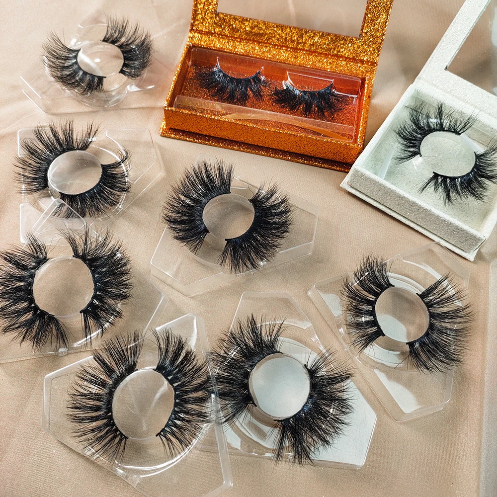 25mm Real Private Label False Mink Eyelashes Mink, Wholesale Fur Lashes 3d Volume 3D Silk Faux Mink Eyelashes