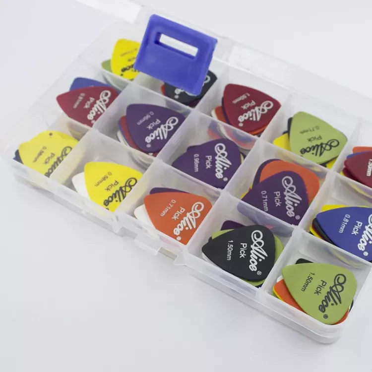 50pcs/ box Acoustic Electric Bass Plectrum Mediator Colorful guitar picks with 0.58/0.71/0.81/0.96/1.20/1.50mm thickness